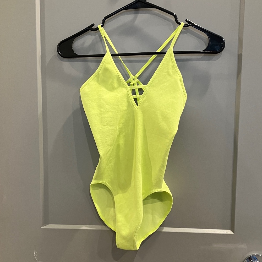 Neon Yellow Strappy Women's Tank Bodysuit